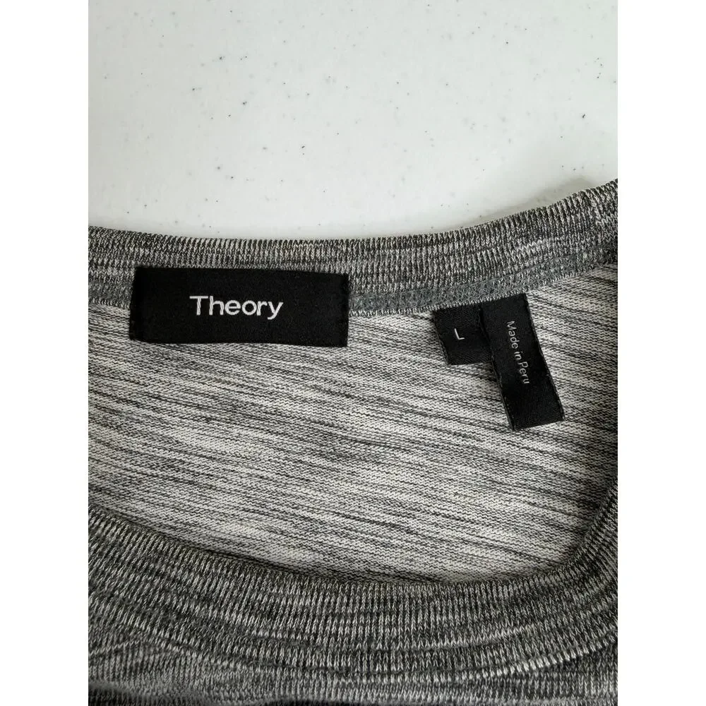 Theory Men’s Gaskell Crewneck Long sleeve T-shirt Sz L Gray Lounge Casual Preppy